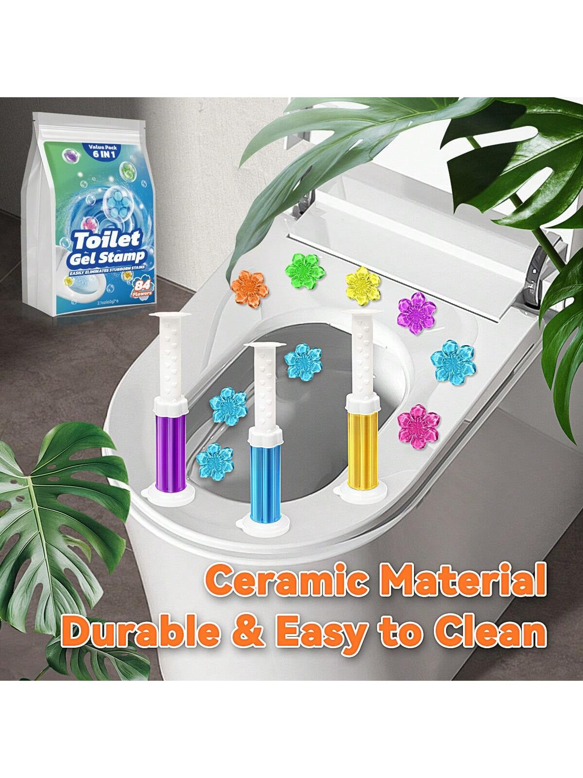 84 Flowers Toilet Cleaner Gel - (6 in 1)Air Freshener, Effective Deodorizer, Long Lasting Fragrance for Bathroom, Toilet Bowl